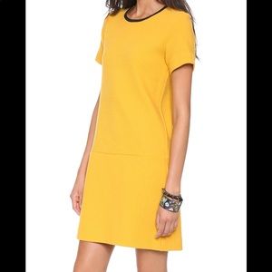 Club Monaco Mustard Dress w/ Leather Trim